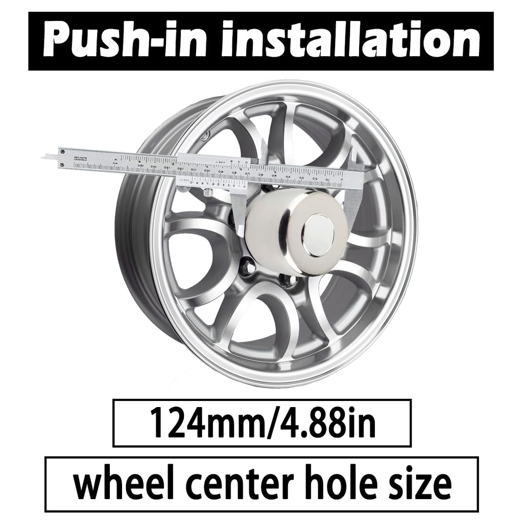 2Pcs 4.88" OD 4.47" H Trailer Wheel Center Caps with Removable Top