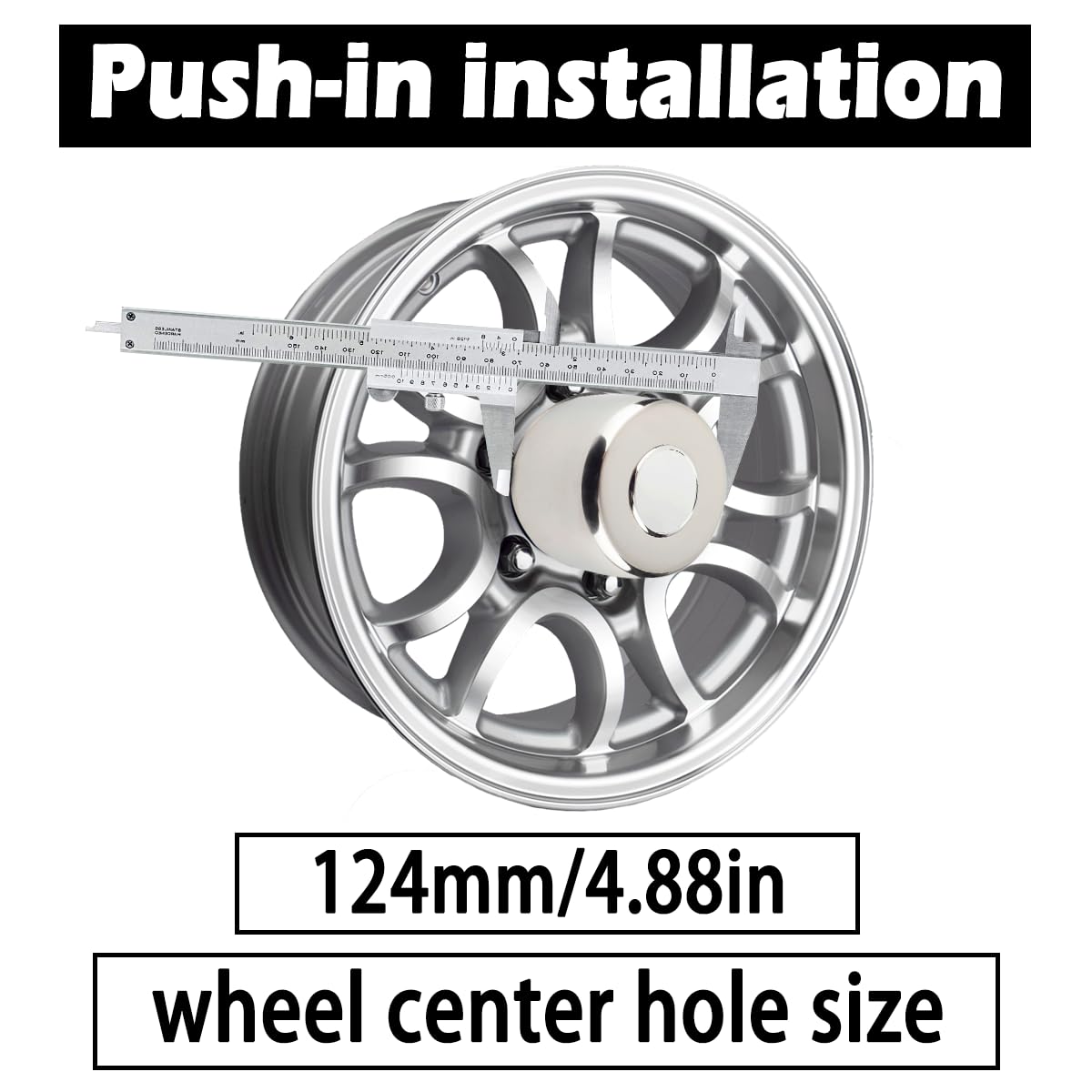2Pcs 4.88" OD 4.47" H Trailer Wheel Center Caps with Removable Top