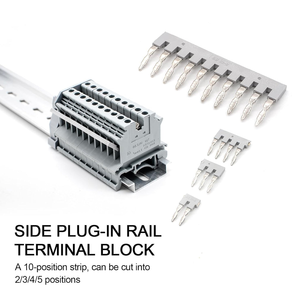 10Pcs EB10-6 Terminal Bridge Connector, DIN Rail Side Plug-in Block