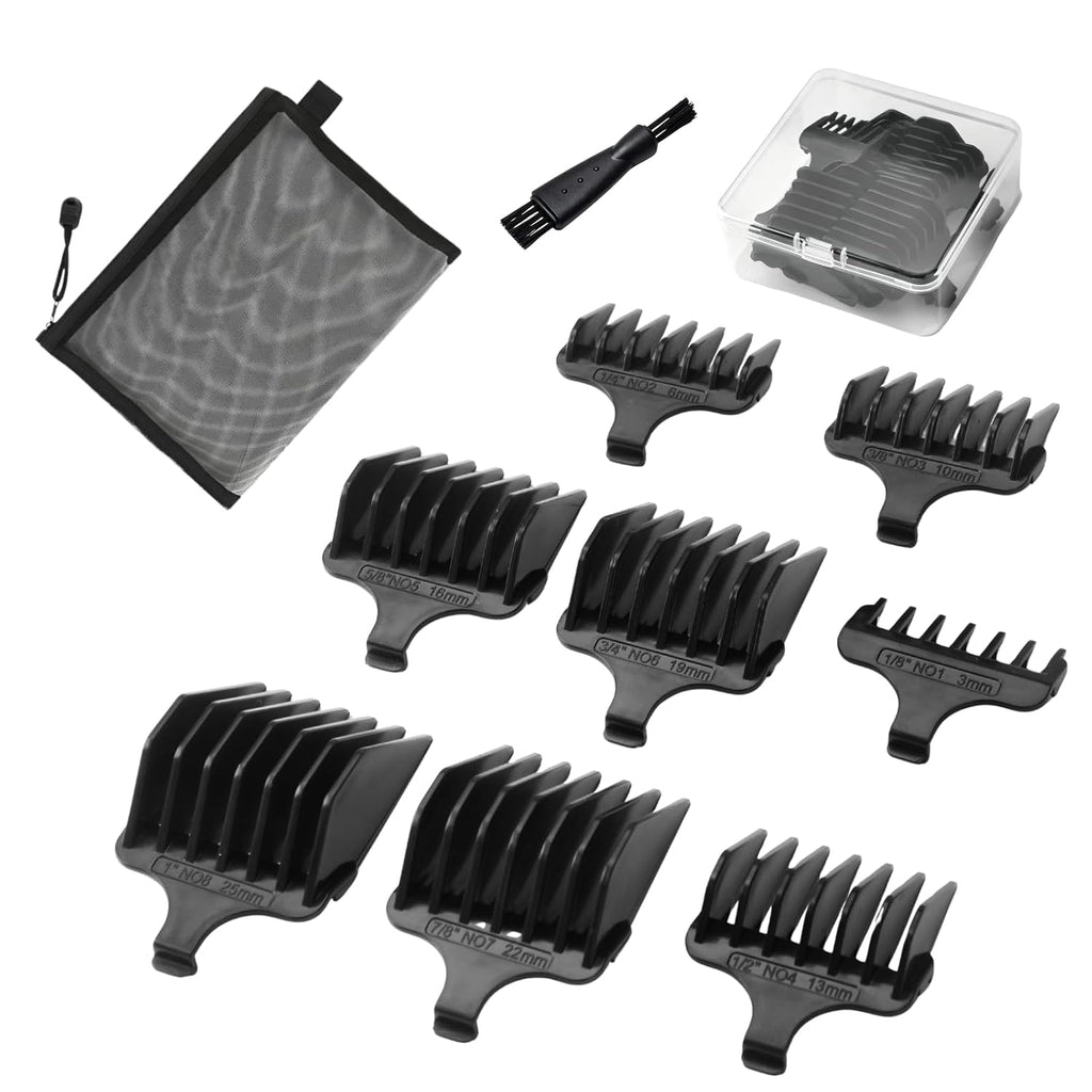 40mm T-Blade Guide Comb Set, 8 Pack, 1/16-1/2 Inch | Wahl Blade Clipper Guards, Snap-On 1.5-13mm Guards