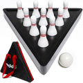Shuffleboard Bowling Pin Set with 10 Pcs Premium Hardwood Bowling Pins Durabel Triangular Pinsetter Resin Bowling