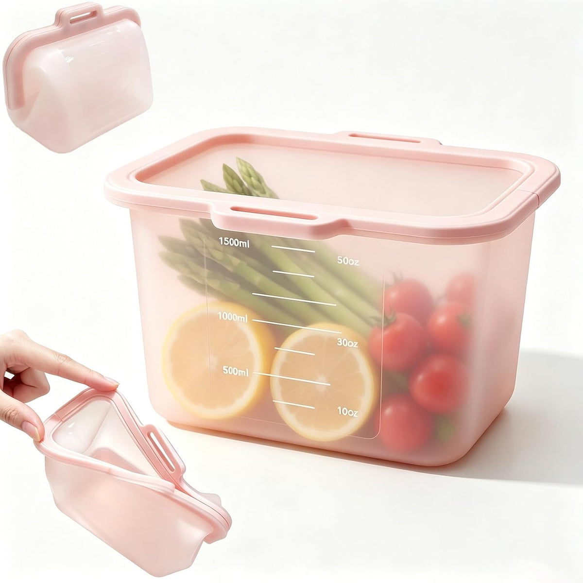 Reusable Silicone Food Storage Bags, Magnetic Seal, 50oz