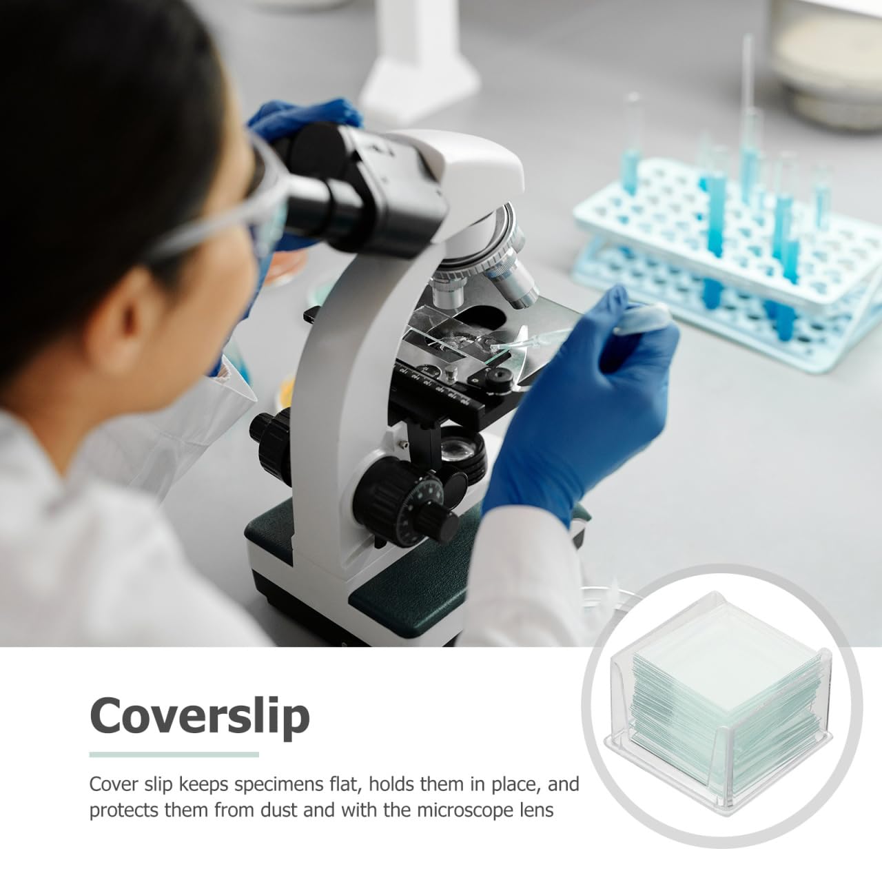 Microscope Cover Slips 1000 Pcs/10 Boxes Blank Optical Cover Glass for Specimen Flattening Lens Protection Lab Use