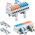 6Pcs DIN Rail Terminal Blocks 28-12AWG Wire Splitter, 2 in 10 Out