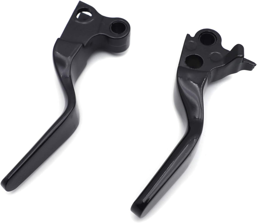 HTTMT- Black Smooth Shorty Wide Blade Brake Levers Compatible with 96-03 XL 96-Later Dyna 96-14 Softail 45075-07, 45459-07 [P/N: MT241-020ST-BK]