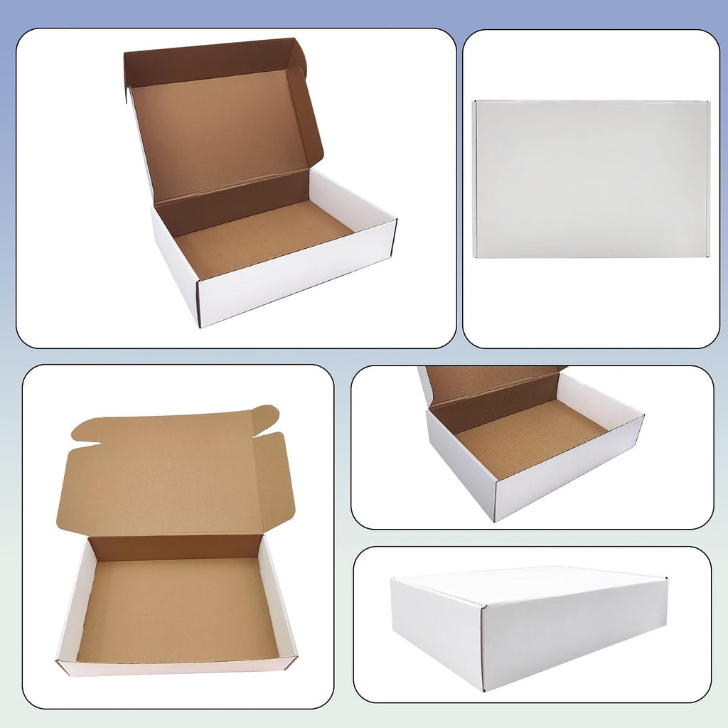 9x7x4 inch Shipping Boxes Set of 25, White Corrugated Cardboard Mailer Box