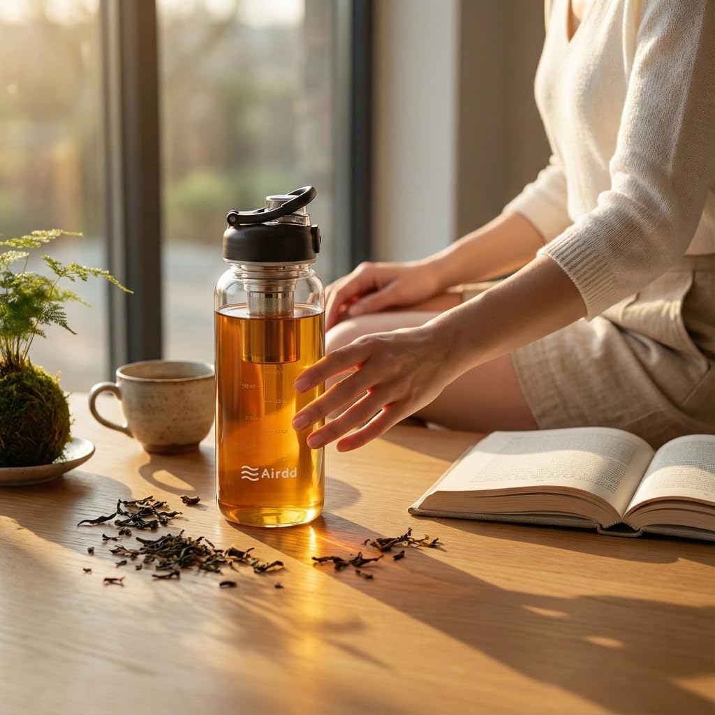 Glass Water Bottle with Stainless Steel Tea Infuser 32oz