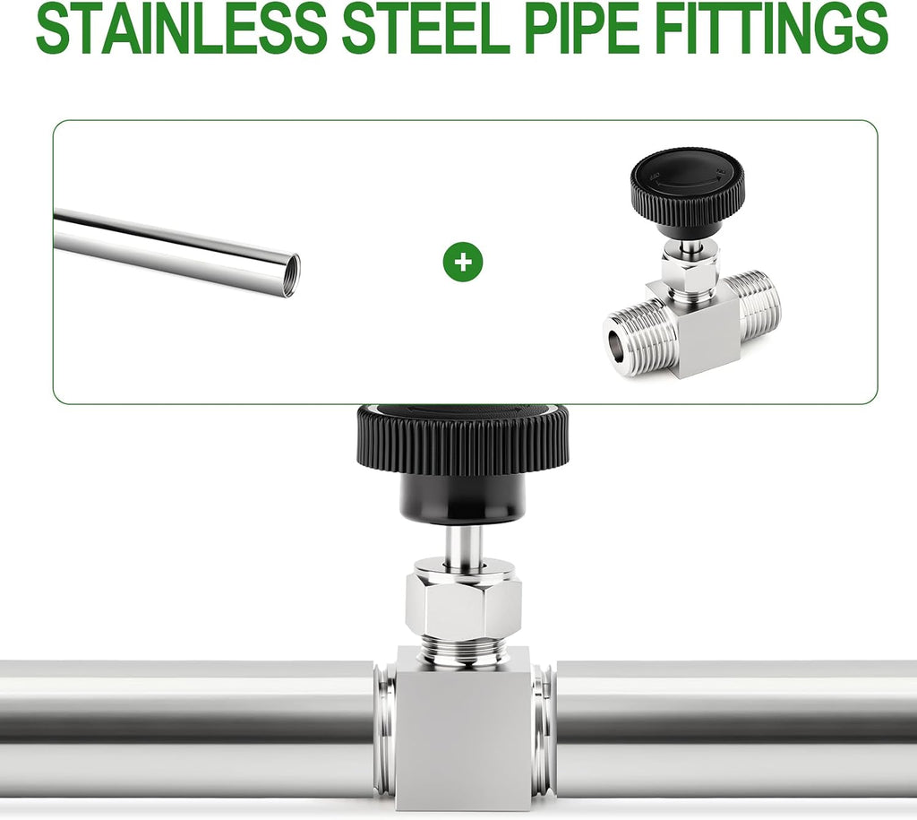 TAISHER 1PCS 316 Stainless Steel Needle Valve With Wheel Handle 1/2" MNPT
