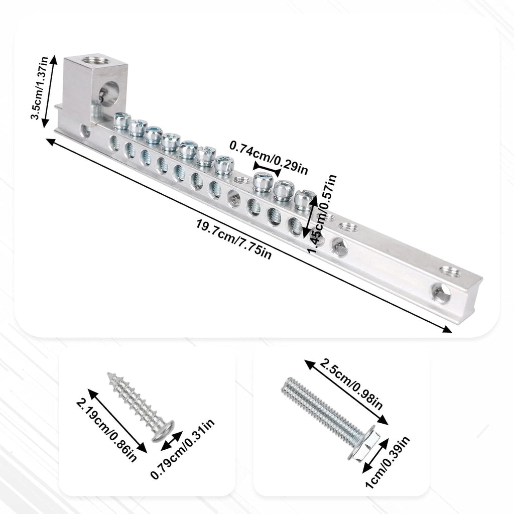 10 Terminal Ground Electrical Panel Grounding Bar Kit for Eaton