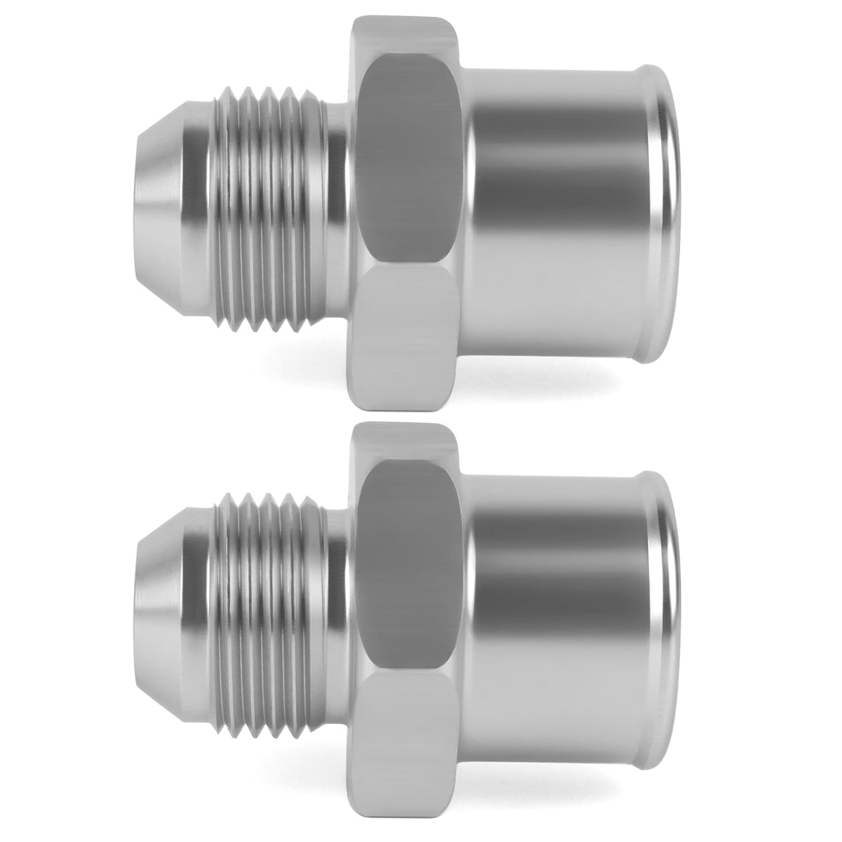 Pair SBC 10AN Valve Cover Adapter Fittings for Push-In Grommet (Silver)