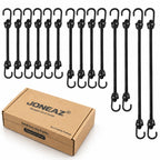 Small Bungee Cords with Hooks, 14-Pack, Assorted Sizes, Black