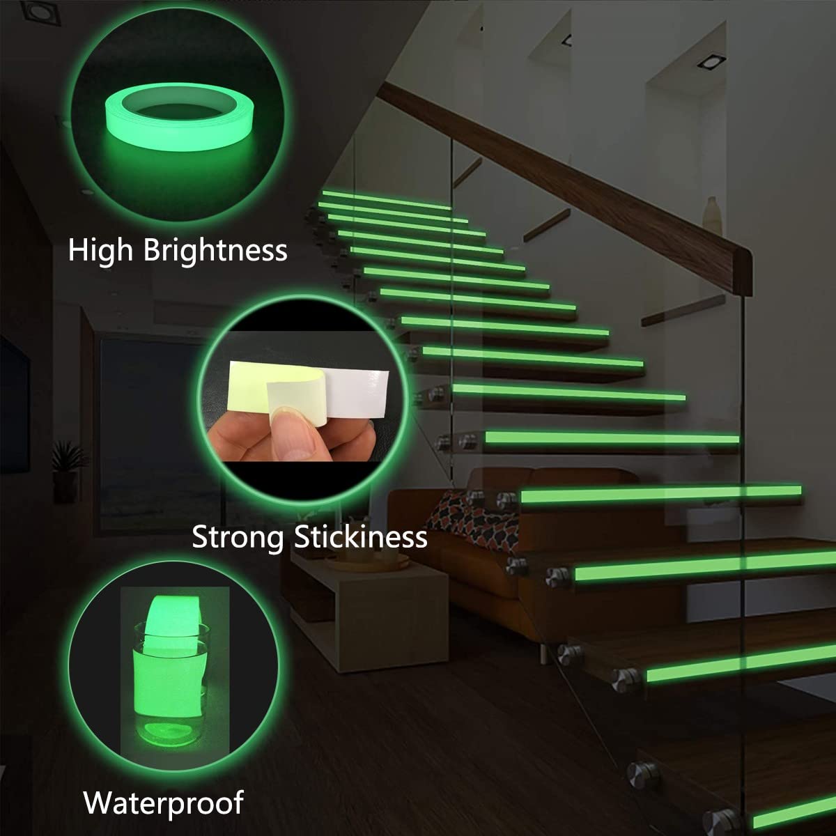 Glow in The Dark Tape, Waterproof Luminous Tape, 0.5'' x 33'