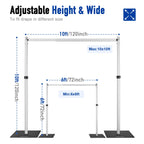 Heavy Duty Backdrop Stand, 10x10ft Pipe and Drape Stand Kit, Adjustable Arch Backdrop Stand, Back Drop Stand for