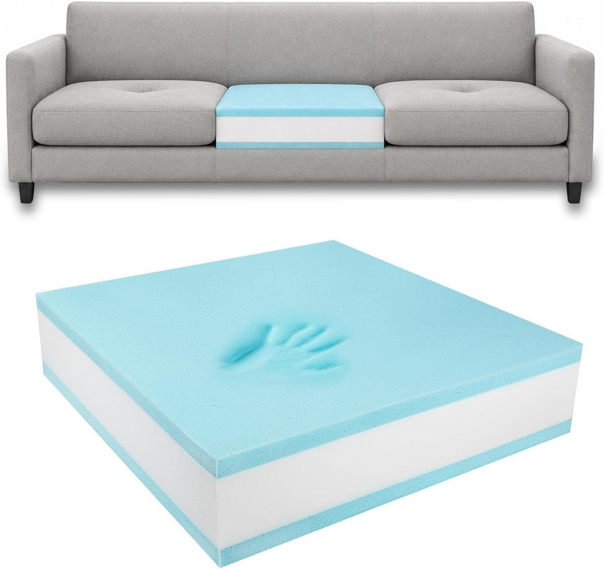 Couch Cushion Replacement, 27 x 24 x 6 in, 3-Layer High-Density Memory Foam Insert for Sofa, Chair and Bench