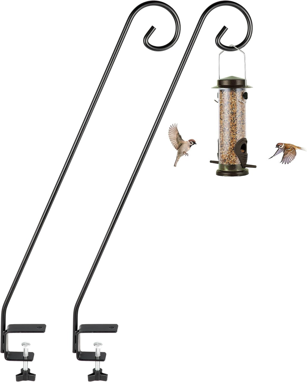 2 Packs Heavy-Duty Deck Hook, Deck Rail Pole,Deck Bird Feeder Pole