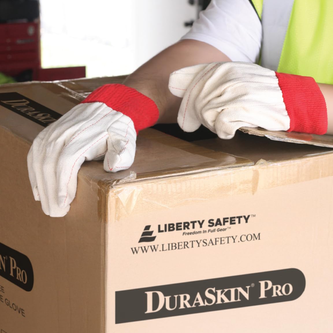 Liberty Safety 4518R Double Palm Work Gloves, 20oz Cotton/Polyester, Red