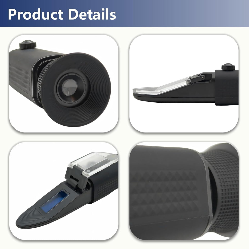 Brix Refractometer with ATC | 0-32% Dual Scale - Specific Gravity & Brix, Hydrometer in Wine Making and Beer Brewing