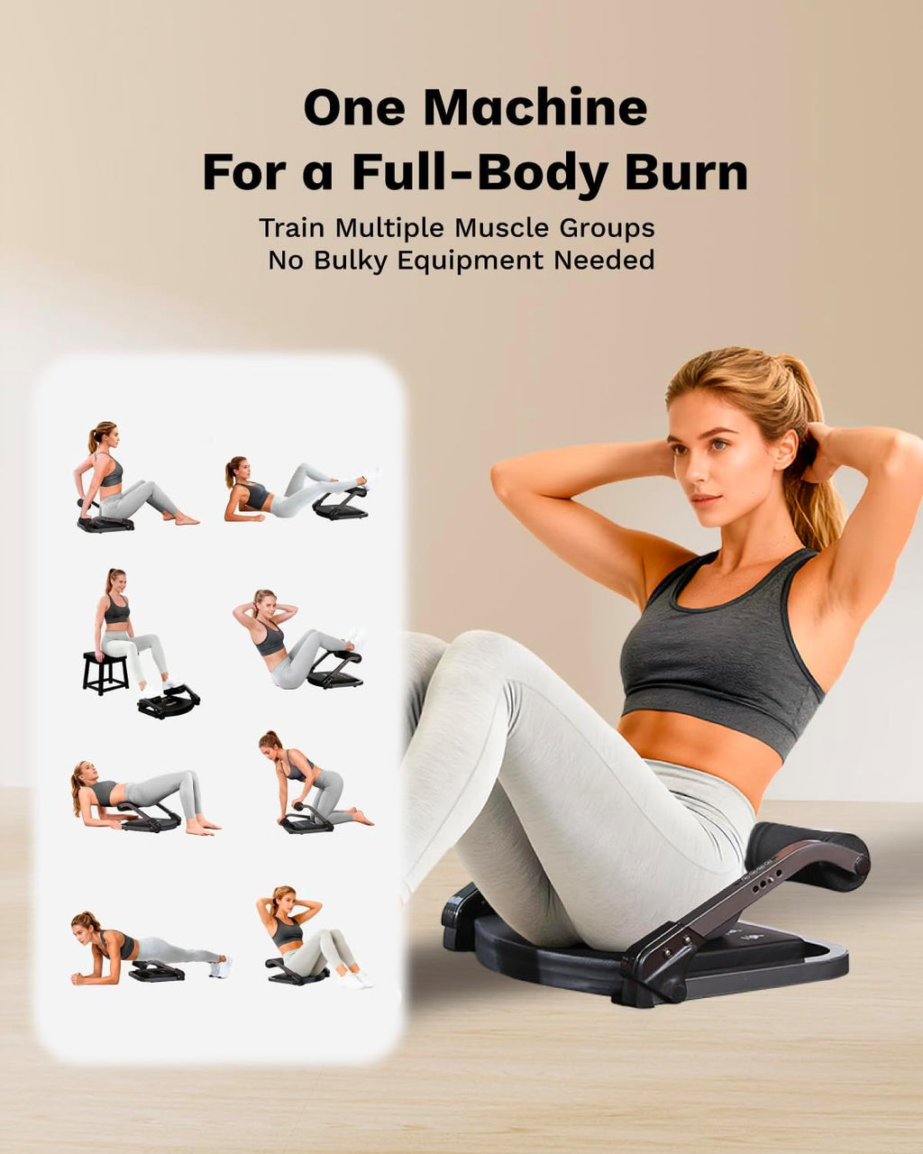 Ab Machine 4-Speed Auto Rebound Sit Up Abdominal Trainer Home Gym