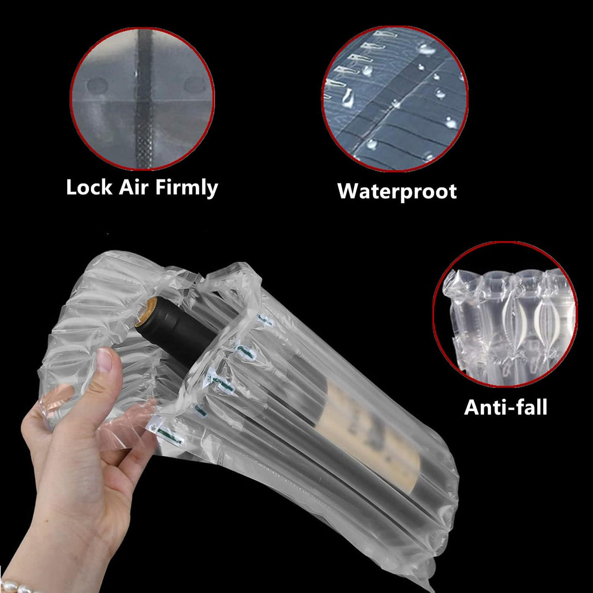 Wine Bottle Protector Bag for Travel, 50 Packs Inflatable Packaging Bubble Wrap for Wine Fruit Glass Bottle