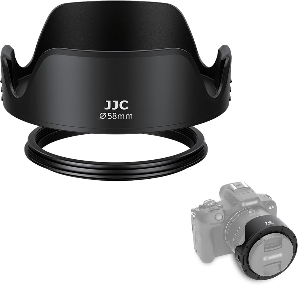 58mm Tulip Flower Lens Hood, Reversible & Support 58mm Filter/Lens Cap | for Canon EOS Rebel T7 T6 T8i T7i T6i SL3