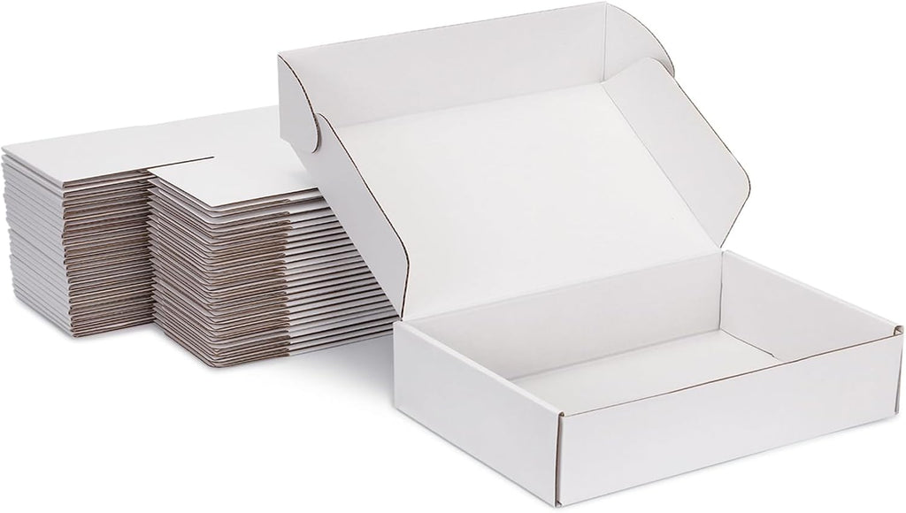 12x8x2 White Shipping Boxes for Small Business, Packing, 25 Pack