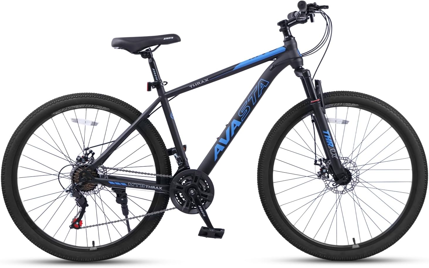 Thrax 24 26 27.5 Inch Adult Men Male and Women MTB Mountain Bike | High Tensile Steel Frame, Dual Disc Brakes, Front