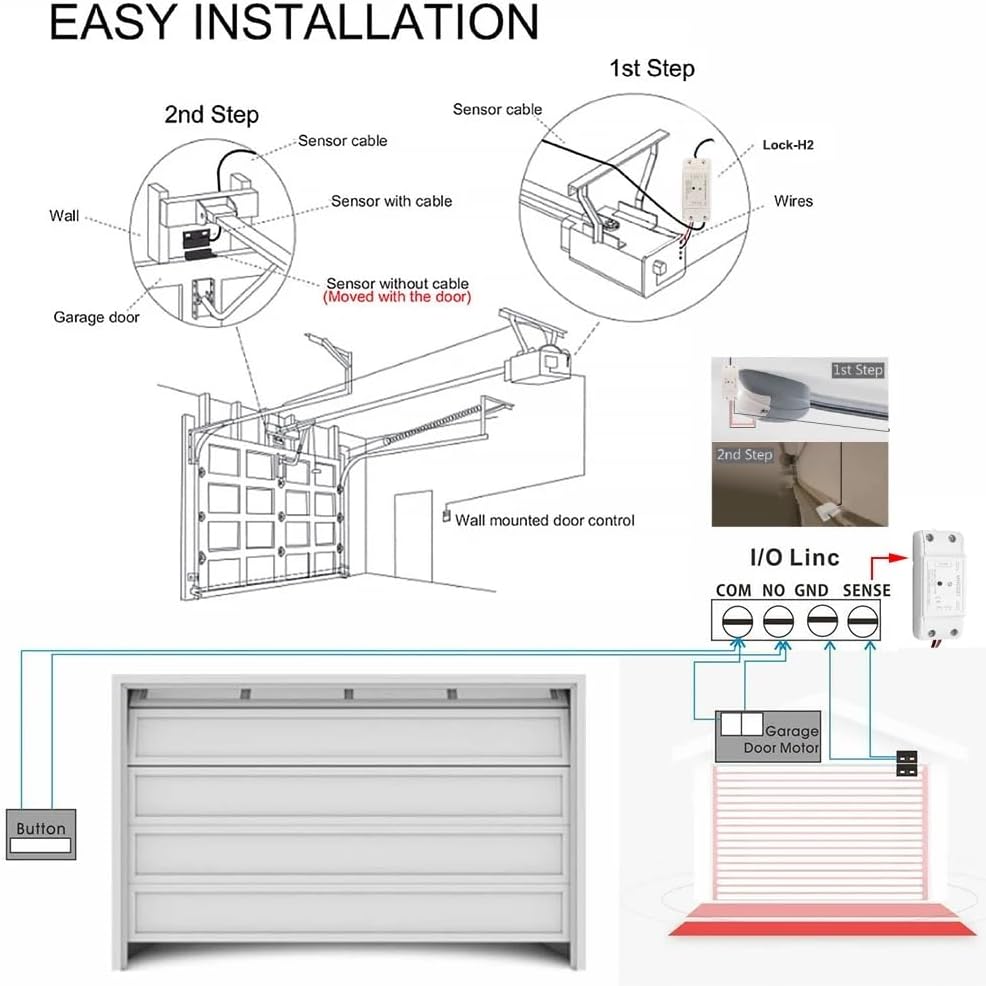 5V WiFi Smar Garage Door Opener Remote Controller,Monitor Garage Open Close Status by Phone Tuya app