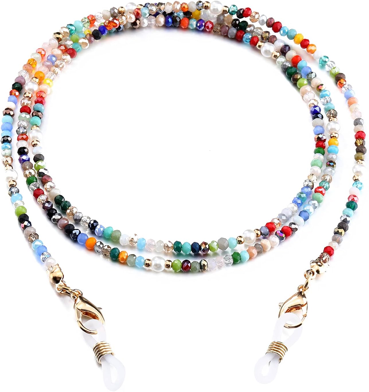 Mask Lanyard Eyeglasses Chain Healing Crystal Beaded Sunglasses Chains with Pearl for Women