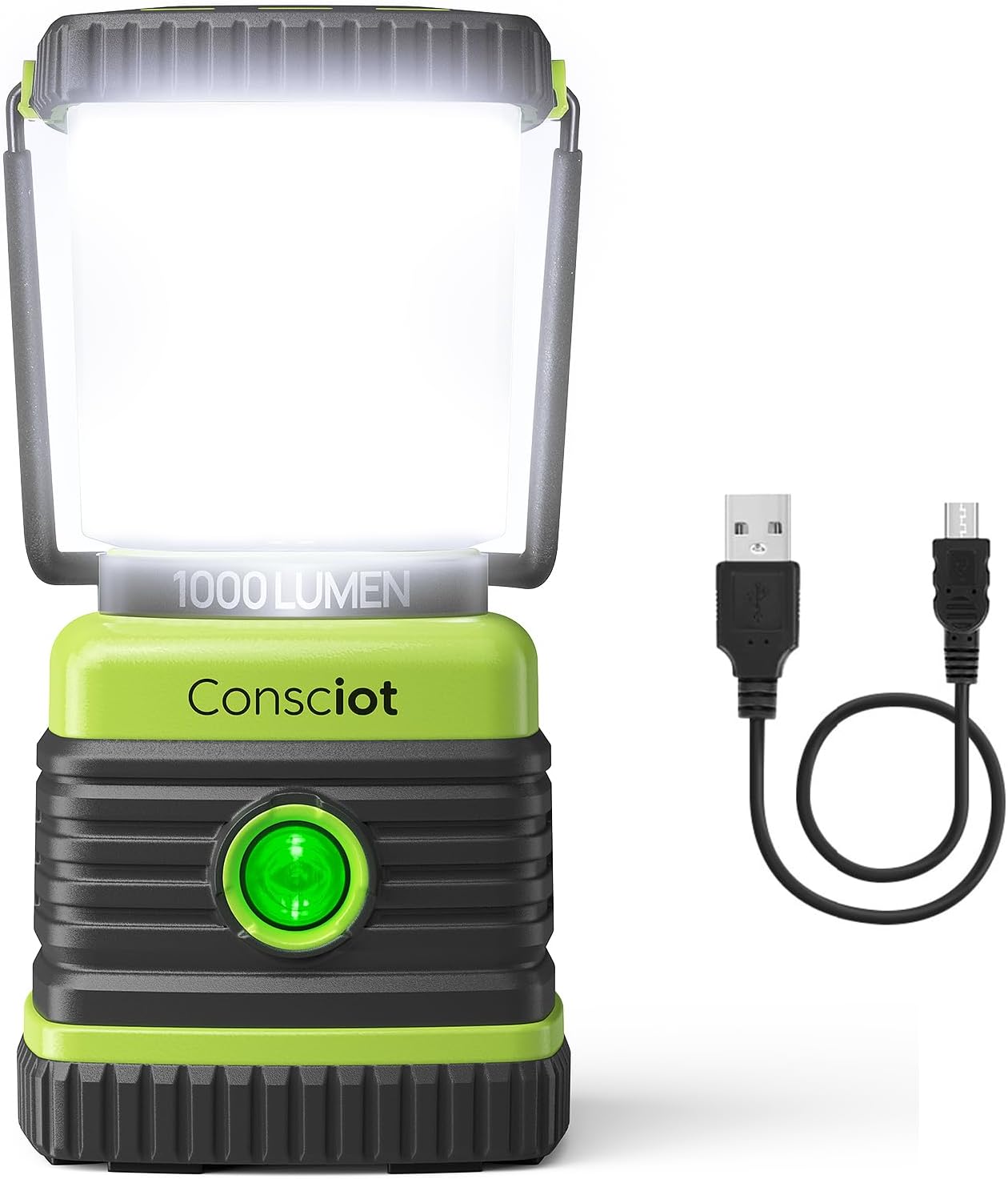 LED Camping Lantern Rechargeable, Consciot Camping Lights, 1000LM, 4 Light Modes, 4400mAh Power Bank, IPX4 Waterproof