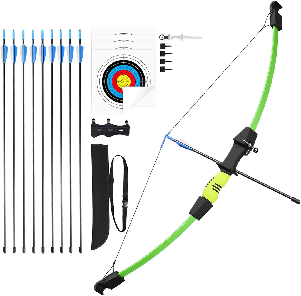 40" Youth Bow and Arrow Set for Kids 8-12 & Teens - Ambidextrous Recurve Archery Gear with Safety Arrows - Toys for