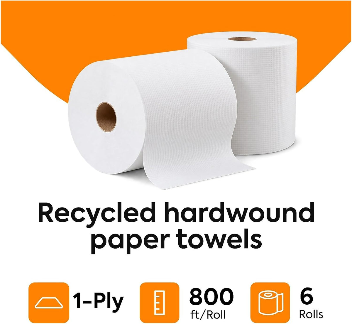 Professional Recycled Hardwound Paper Towels, 6 Rolls
