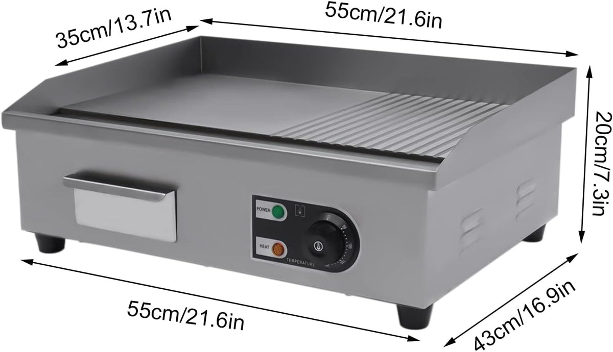 1600W Commercial Countertop Grill Electric Flat Top Teppanyaki Griddle
