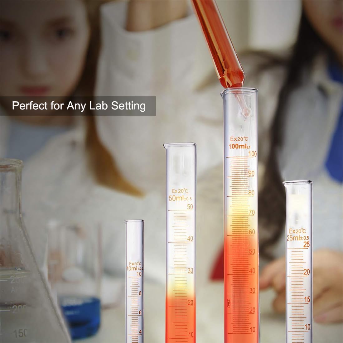 Glass Beakers Cylinder Pipettes Lab Glassware Set 18 Pieces | 5 Beakers 50/100/250/500/1000ml, 4 Graduated Cylinders