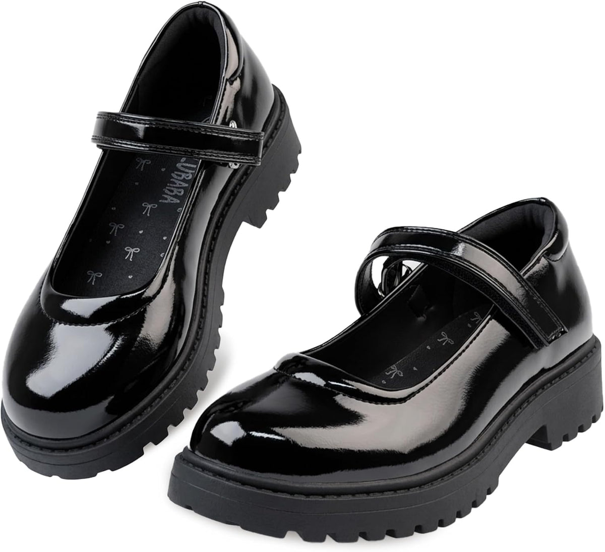 Girls School Shoes, Black Mary Jane Flats with Bow | Round Toe, Non-Slip Sole, School Uniform, Dress Outfits