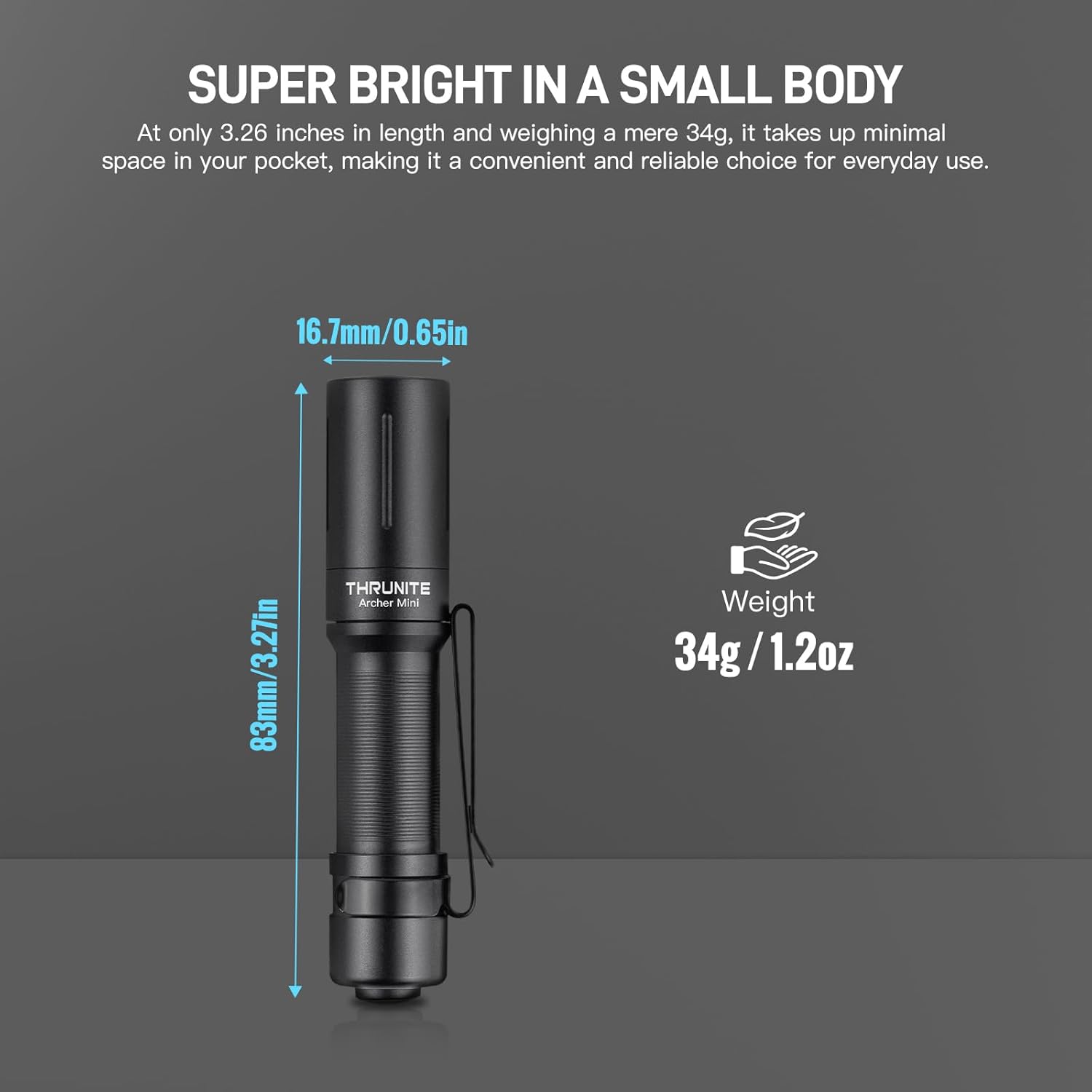 Archer Mini EDC Flashlight, USB-C Rechargeable Pocket Flashlights 405 Lumens, IPX8 Waterproof Mini Penlight with Clip