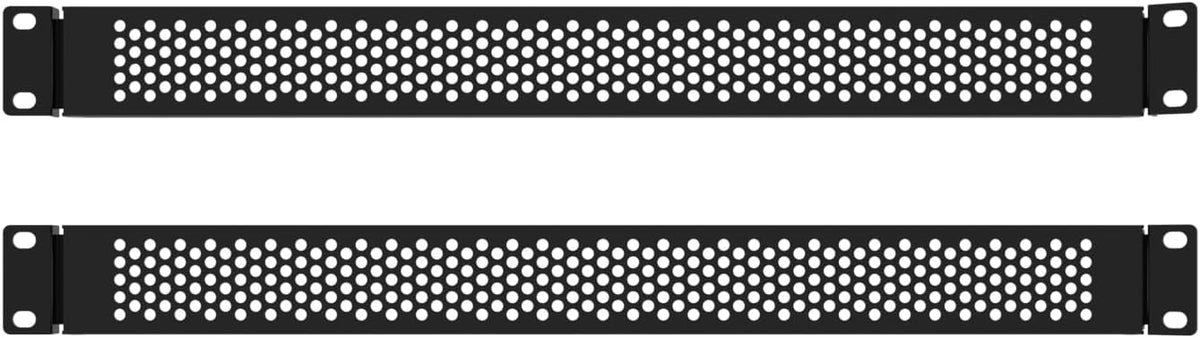 1U Hinged Perforated Rack Mount Blank Panel, 2 Pack