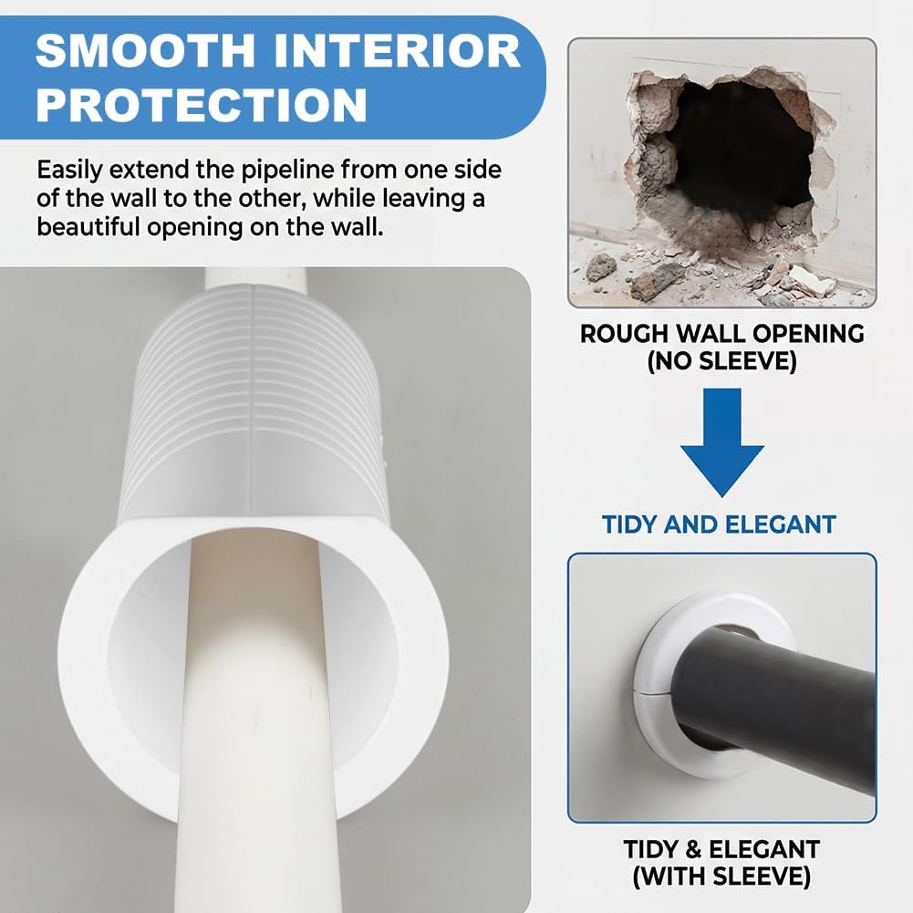 Mini Split Line Set Cover & Wall Sleeve Combo Kit AC Line Set Covers for Outside Units for Air Conditioning Systems