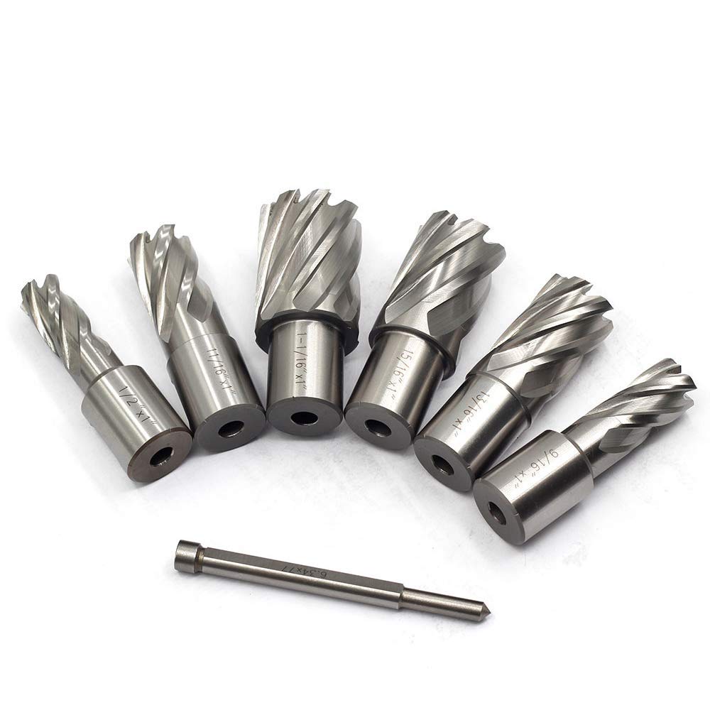 OSCARBIDE Annular Cutter Set 7pc, 1" Depth, 3/4" Weldon Shank