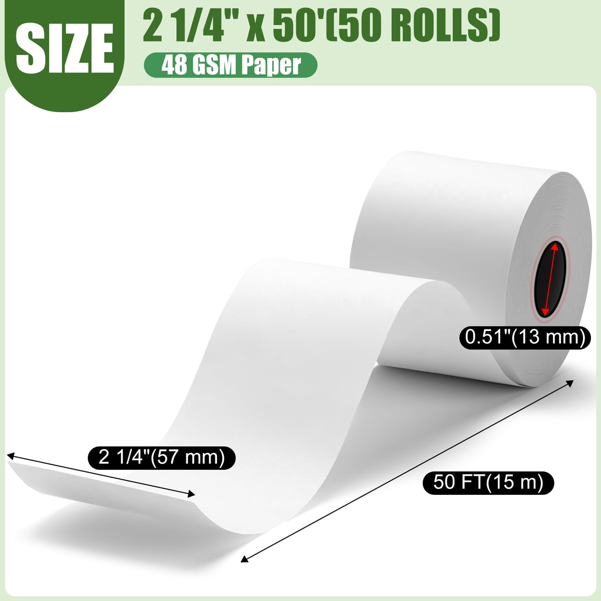 (50 Rolls) 2 1/4" x 50' thermal paper rolls