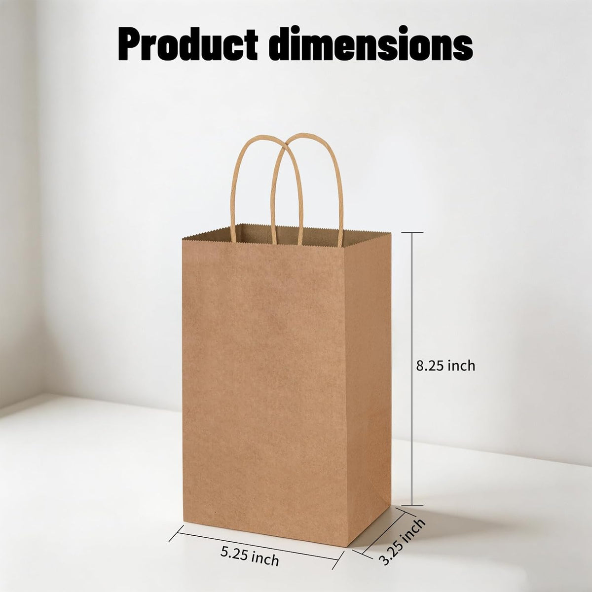 50 Pack 5.25x3.25x8.25 Inch Small Brown Gift Bags with Handles Bulk for Birthday Party Favors Grocery Retail Shopping