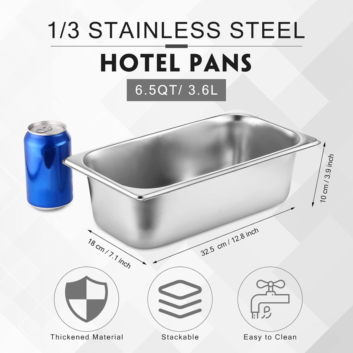 10 Pack Stainless Steel Steam Table Pans