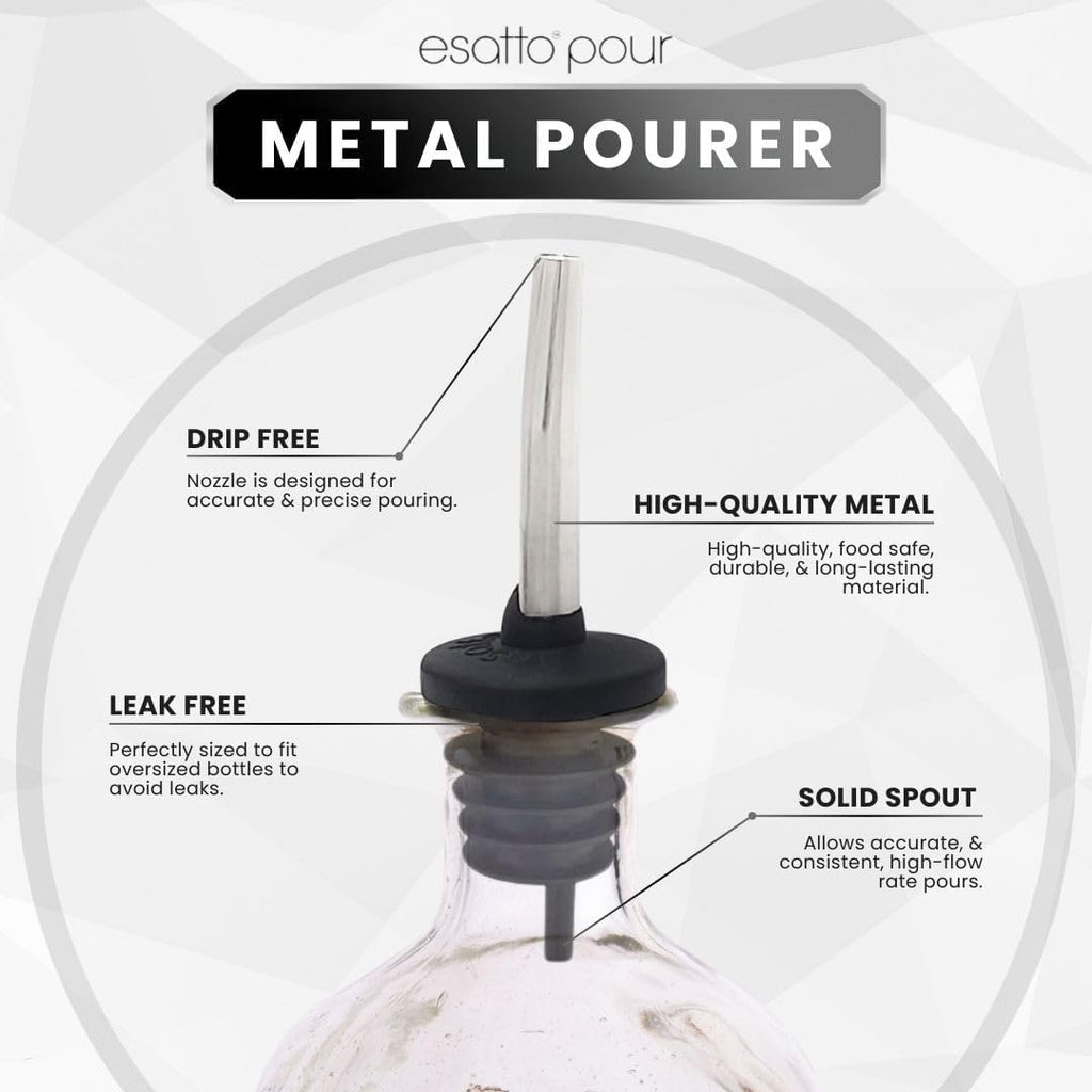 Oversized Cork Metal Liquor Pourers with Dust Caps, 6 Pack