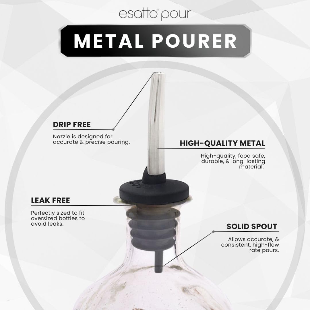 Oversized Cork Metal Liquor Pourers with Dust Caps, 6 Pack