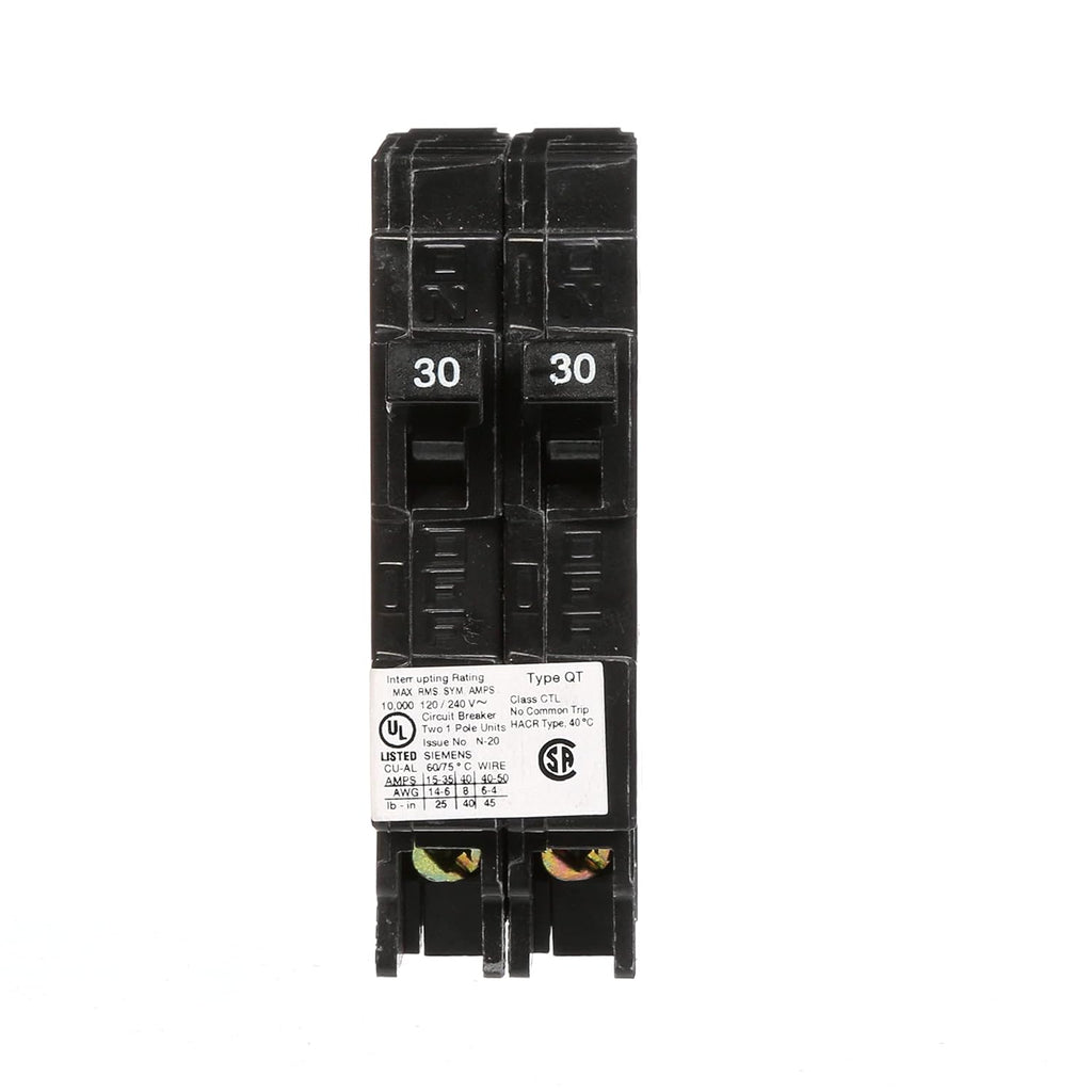 Siemens Q3030 Two 30-Amp Single Pole 120-Volt Circuit Breaker