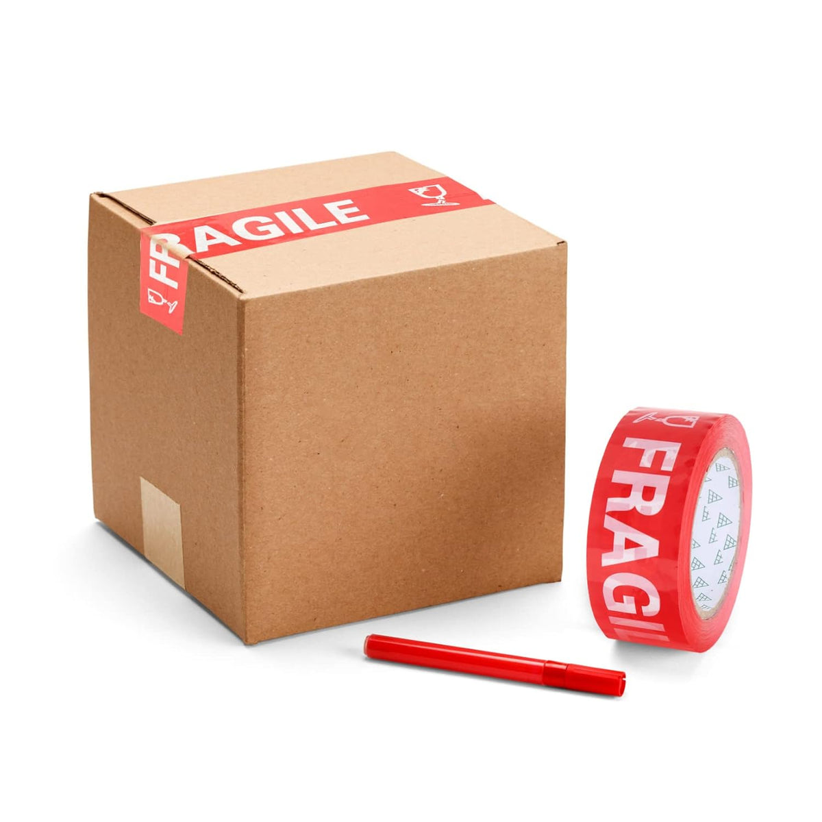 Fragile Warning Tape 1 Roll Bright Red Plastic Packing Tape for Moving