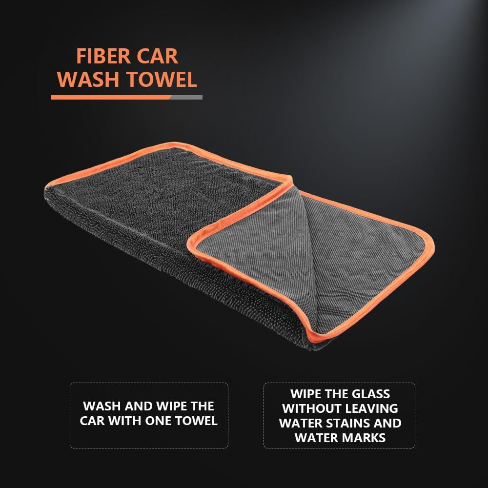 Microfiber Car Drying Towels, Cleaning Cloth Towels, Twist Pile Rapid Drying Orange Edge Car Microfiber Towels for