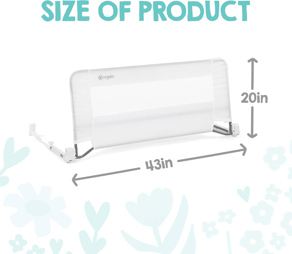 Swing Down Toddler Bed Rail Guard, NO Tools Required, Bed Rail for Toddlers with Patented Gap Guard, Toddler Bed