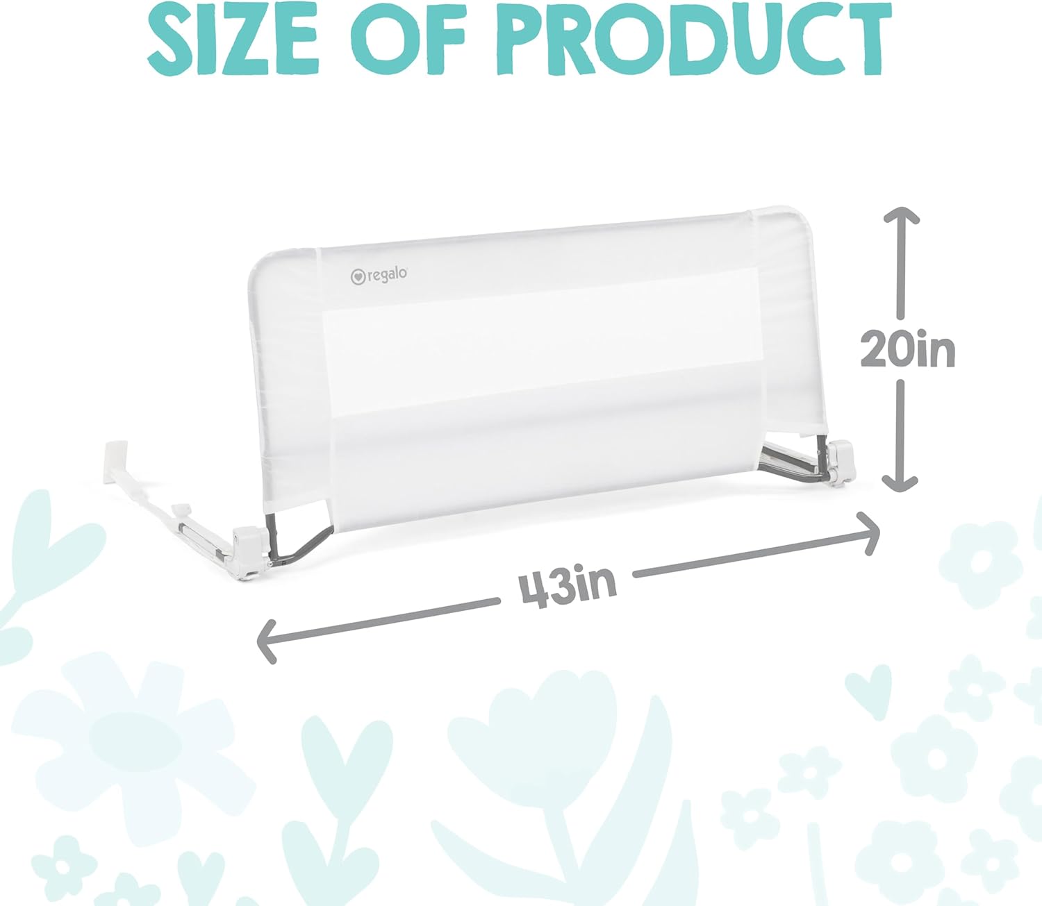 Swing Down Toddler Bed Rail Guard, NO Tools Required, Bed Rail for Toddlers with Patented Gap Guard, Toddler Bed