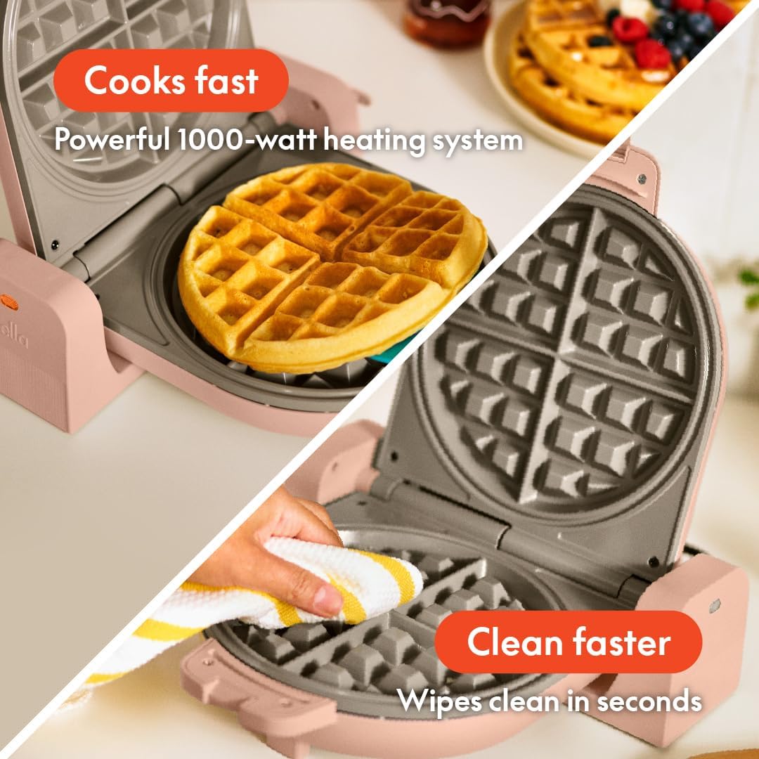 Fits-Anywhere Flip-n-Store Non-Toxic Belgian Waffle Maker, Blossom