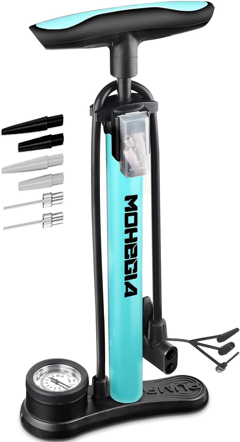 Bike Floor Pump with Gauge: Air Bicycle Pump with High Pressure 160 PSI,Fits Schrader and Presta Valve -Inflator with